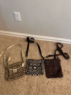 3 bag bundle coach Signature Small Crossbody Bag - Brown/Tan/Black